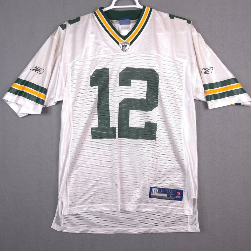 Reebok Green Bay Packers Aaron Rodgers 12 NFL Onfield Jersey White Mens Large L